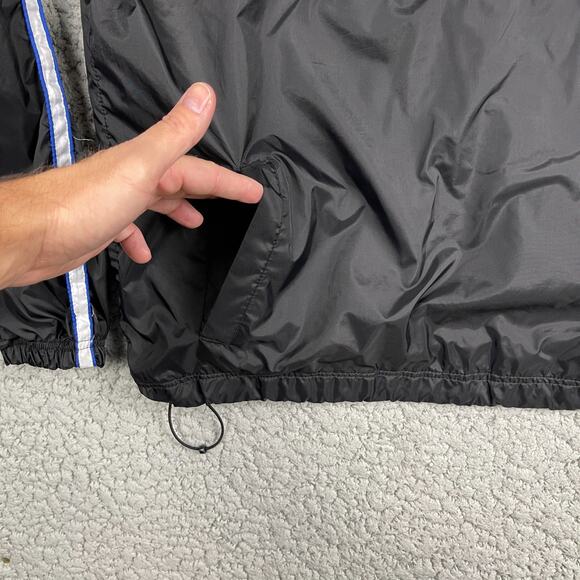 Boombah Warm Up Nylon Pullover Mens XL Black V-Neck Windbreaker Blue Stripe - Picture 6 of 10